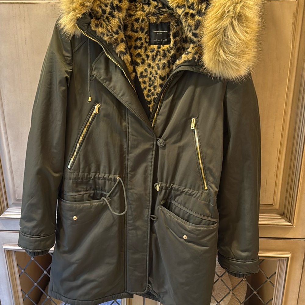 Green Parka cheetah women’s jacket
